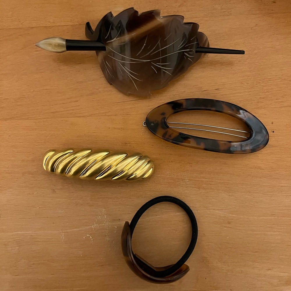 Bundle of Gold and Tortoise Shell Hair Accessories / Barrettes